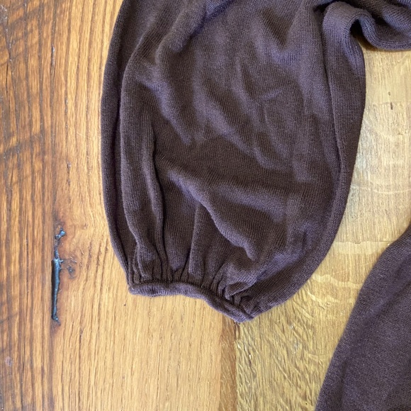 Sophie Max Sweet Chocolate Brown Stretch Button Up Sweater, Fun Sleeves, Sz Sml - Picture 3 of 9